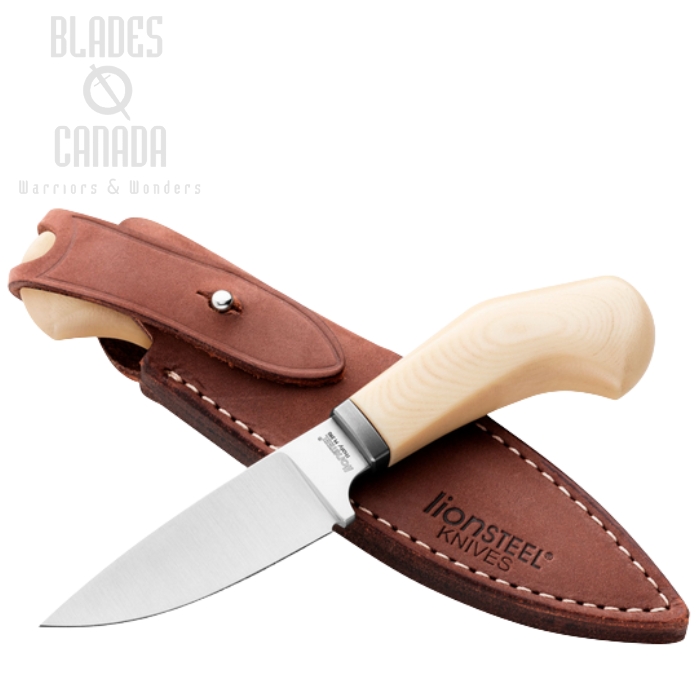 Lion Steel Willy Fixed Blade Knife, M390 Satin, Micarta White, Leather Sheath, WL1 MW Lion Steel Willy Fixed Blade Knife, M390 Satin, Micarta White, Leather Sheath, WL1 MW